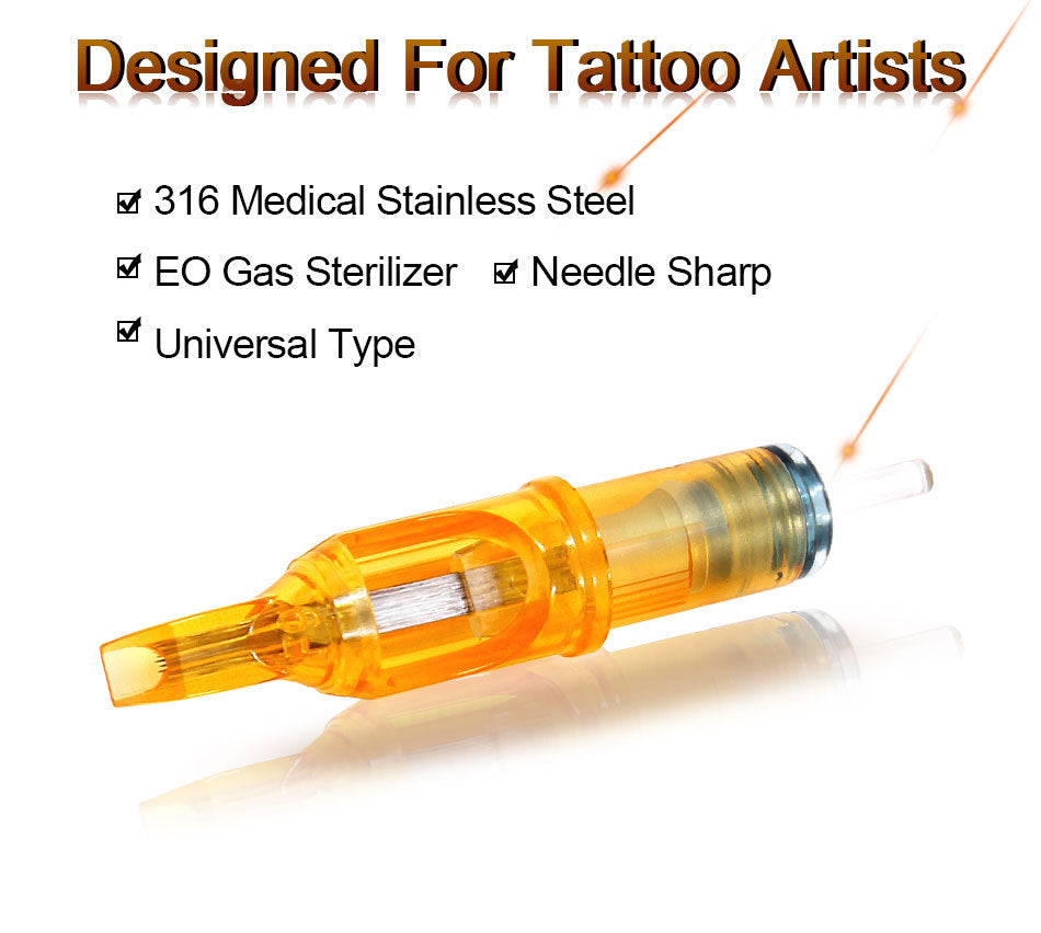 Yellow Tattoo Cartridges Needles Mixed Sizes