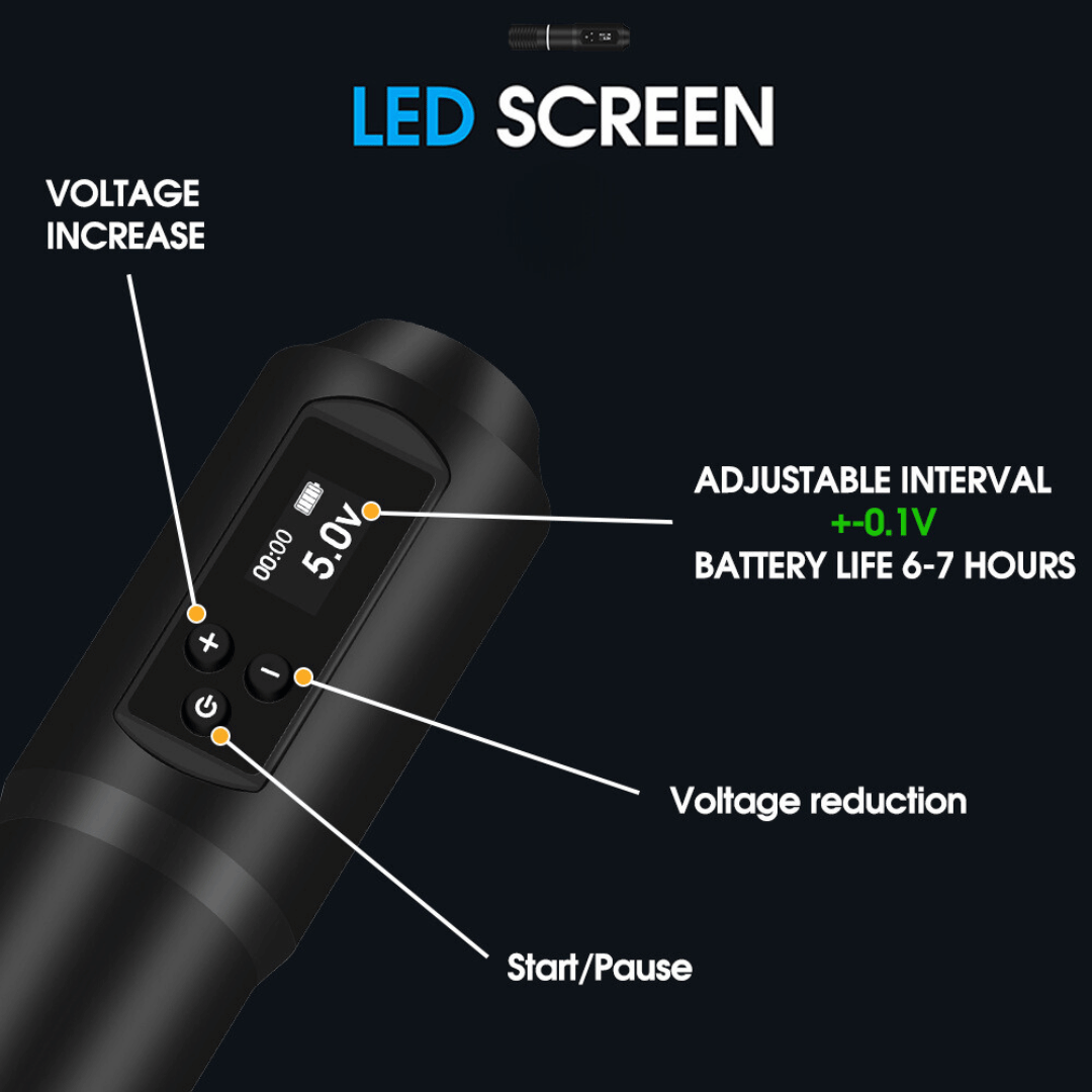 Upgraded 3.5mm Stroke Wireless Tattoo Machine Pen